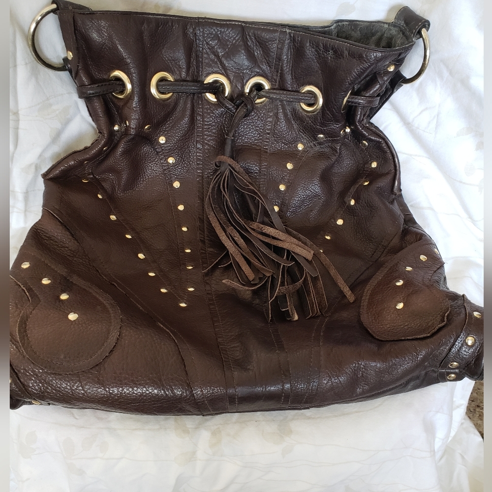 Bulga Authentic Brown Leather Purse Hobo Shoulder Bag